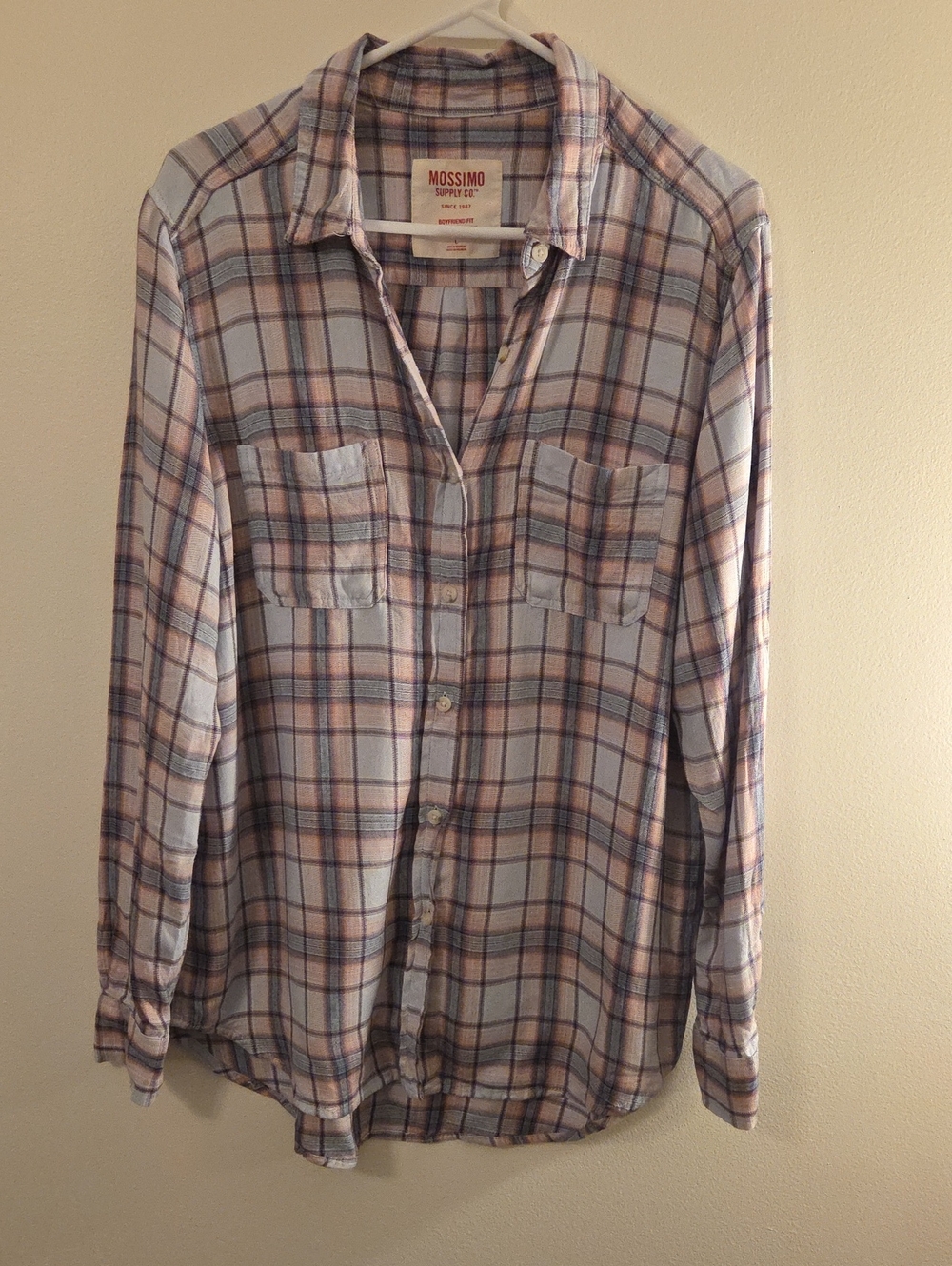 Women's Flannel Shirt in Pink & Blue Plaid by Mossimo Supply Co. Size Large